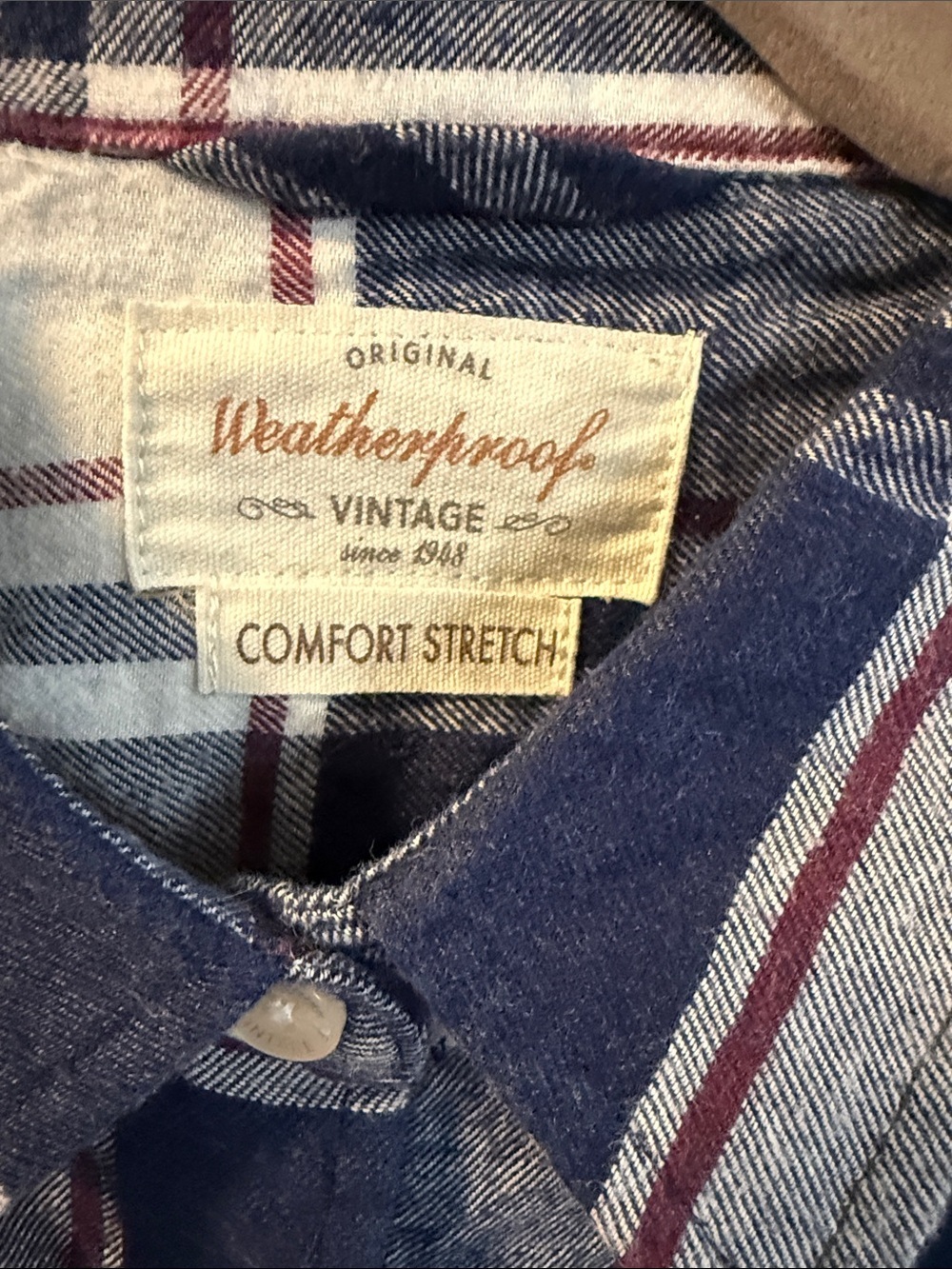 Weatherproof Men's Navy, White & Gray Plaid Button-Down Shirt - Picture 2 of 4